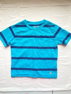 BabyGap Toddler Boy Striped Pocket Tee Turquoise Navy Brannan Bear Shirt 3T